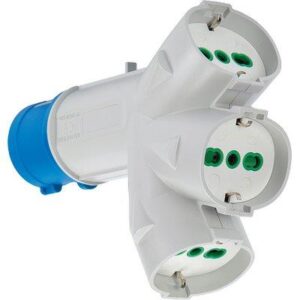 ADATTATORE TRIPLO SPINA BLU-16A BIP+SCHUKO X3 FME